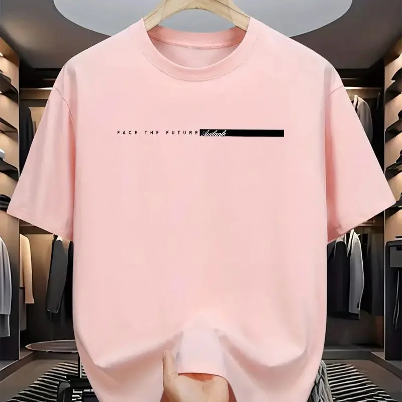 Unisex Style Summer Men's 100% Cotton Casual Loose Fit Round Neck Short Sleeved Lightweight Breathable T-shirt Top High Street
