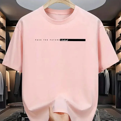 Unisex Style Summer Men's 100% Cotton Casual Loose Fit Round Neck Short Sleeved Lightweight Breathable T-shirt Top High Street