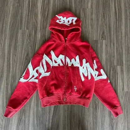Korean Fashion Simple Gray Double Sided Oversized Zipper Hoodie Women Y2K New Harajuku Gothic Casual Joker Couple Sweatshirt