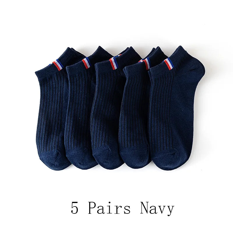 5/10/20 Pairs Of Thin Summer Blending Boat Socks Plain Color Mens Casual Socks Breathable Sweat Absorbing Calibration Socks