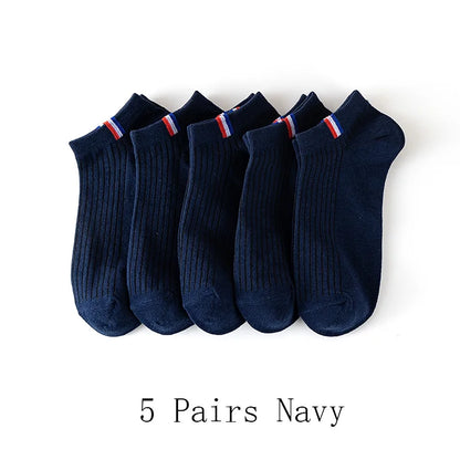 5/10/20 Pairs Of Thin Summer Blending Boat Socks Plain Color Mens Casual Socks Breathable Sweat Absorbing Calibration Socks