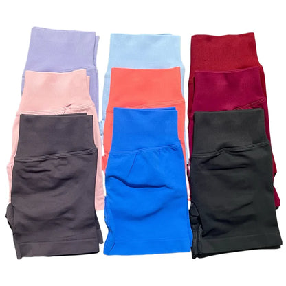 HISTELLO Sports Shorts Low Waist Seamless Scrunch Stretch Women Breathable Elastic Fitness Running Gym Yoga Workout Leggings
