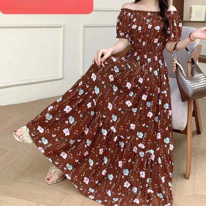 Long Maxi Dress Women Clothing Spring Summer Bohemian Holiday Beach Korean Style Floral Vintage Slim Vestidos Robe Dresses Boho