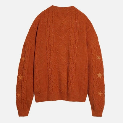 Glittery TS Cardigan Women Orange Chunky Knit Sweater with Star Embroidery Gold Thread Showgirl Cardigan Tay Cardi TLOAS