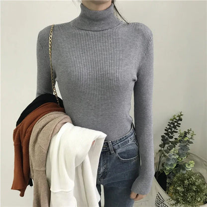 Women Turtleneck Sweater Knitted Soft Pullovers cashmere Jumpers Basic Solid Soft Sweaters Women Autumn Winter Casual Tops