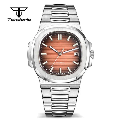 Simple Retro 40mm Square Sapphire Glass 100m Waterproof NH35A Automatic movement Dress WristWatch for Mens Green Luminous