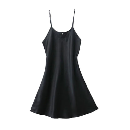 Women's Sexy Silk Satin Night Dress Sleeveless Nighties V-neck Nightgown Nightdress Plus Size Sleepwear Nightwear