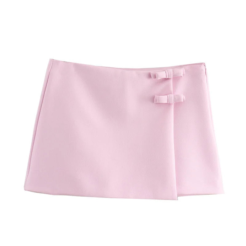 2025 Y2K Asymmetric Cyber Pink Low-Rise Skirt  Bralette Combo Fade-Resistant Streetwear + Crystal White Version