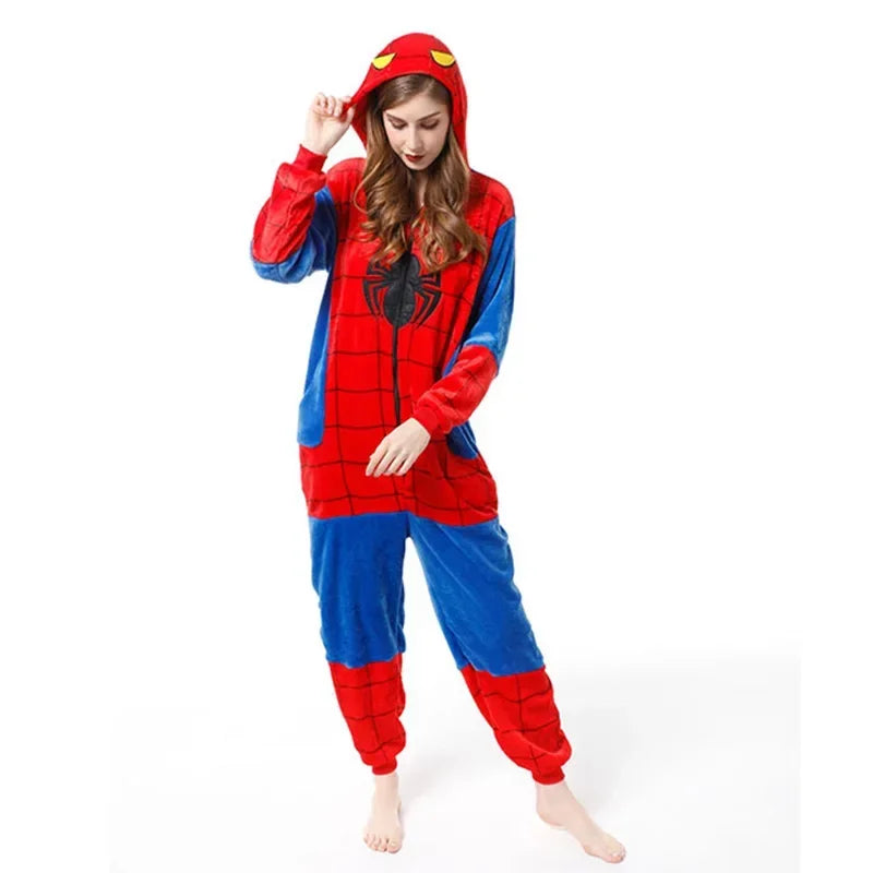 2025 Children's Pajamas Spiderman Cosplay Costume Nightgown Home Flanne Hooded Sleepwear Jumpsuit Pajamas for Spider Man Costume