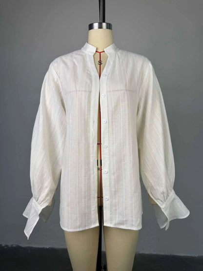 Fashion White Shirts Women Long Sleeve Oversize Blouse 2025 New Spring Summer Basic Tops Cotton Chic Shirt for Women