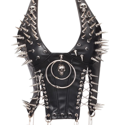 Goth Top Y2K Clothes Women's Tanks Emo Clothing Gothic Boho Tops with Spikes Punk Rock Teens Festival Spiked Bra Grunge T shirt