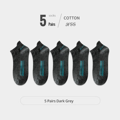 HSS 5Pairs Organic Cotton Men Socks Ankle Breathable Mesh Sports Sock Casual Athletic Summer Thin Short Sokken Plus Size EU40-46