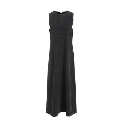 AP New 2025 Autumn Women Denim Sleeveless Dress Black Knitting Cardigan Fashion Style
