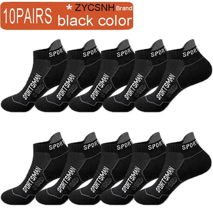 10 Pairs High Quality Socks Men's Summer Man Short Socks Breathable Ankle Socks Cotton Sports Socks Black Thin Cut Run Men Socks