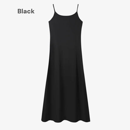 AS AW25 elegance slip satin dress + knitting cross top +mockneck woman clothing set adjustable maxi floor length