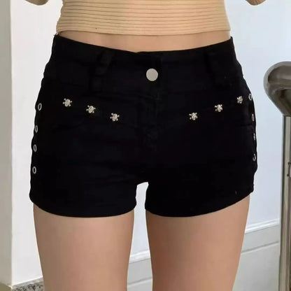 Shorts Women Skinny Creativity Lace-up Popular Streetwear Daily Personality Students Holiday Fashion Sexy American Retro Leisure