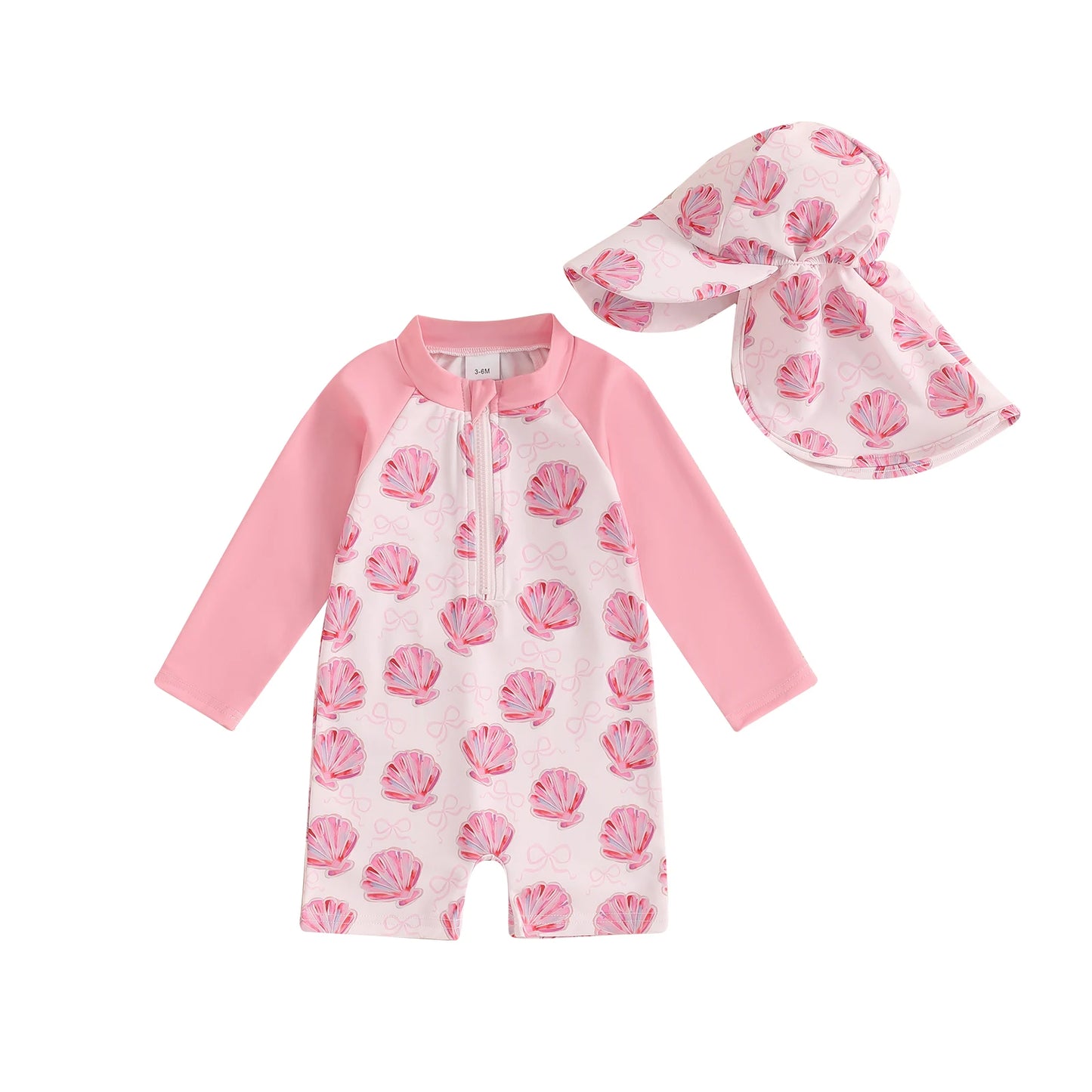 Toddler Girls Boys Beach Wear Kids Swimwear Summer Long Sleeve Floral/Tropical Print Zip Up Bathing Suits with Hat For Swimsuit
