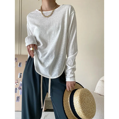 CJFHJE Thin Soft Snow Cotton Women Sunscreen Shirt Fashion Long-sleeved T-shirt Women's Summer Versatile Thin Section T-Shirts