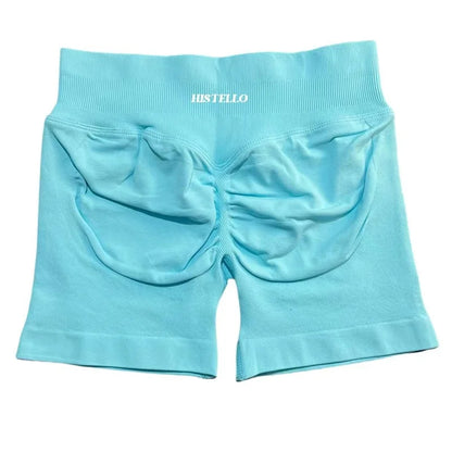 HISTELLO Sports Shorts Low Waist Seamless Scrunch Stretch Women Breathable Elastic Fitness Running Gym Yoga Workout Leggings