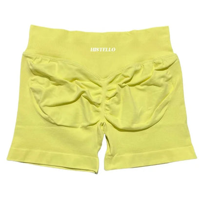 HISTELLO Sports Shorts Low Waist Seamless Scrunch Stretch Women Breathable Elastic Fitness Running Gym Yoga Workout Leggings