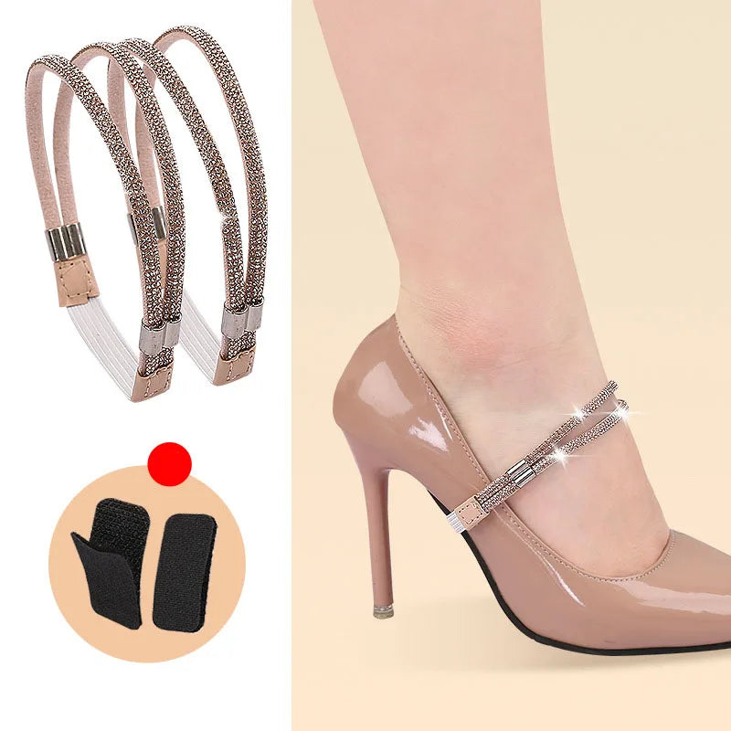 High Heels Shoes Band Anti-loose for Women Diamond Shoelaces Anti-drop Heel Straps Belt Drill Elastic Fixing Belts Rhinestone