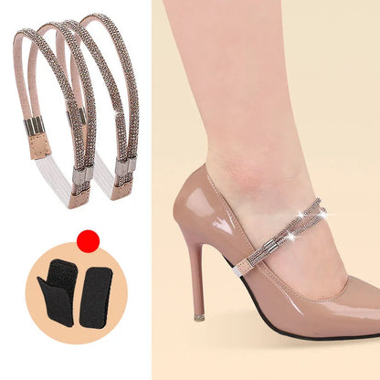High Heels Shoes Band Anti-loose for Women Diamond Shoelaces Anti-drop Heel Straps Belt Drill Elastic Fixing Belts Rhinestone