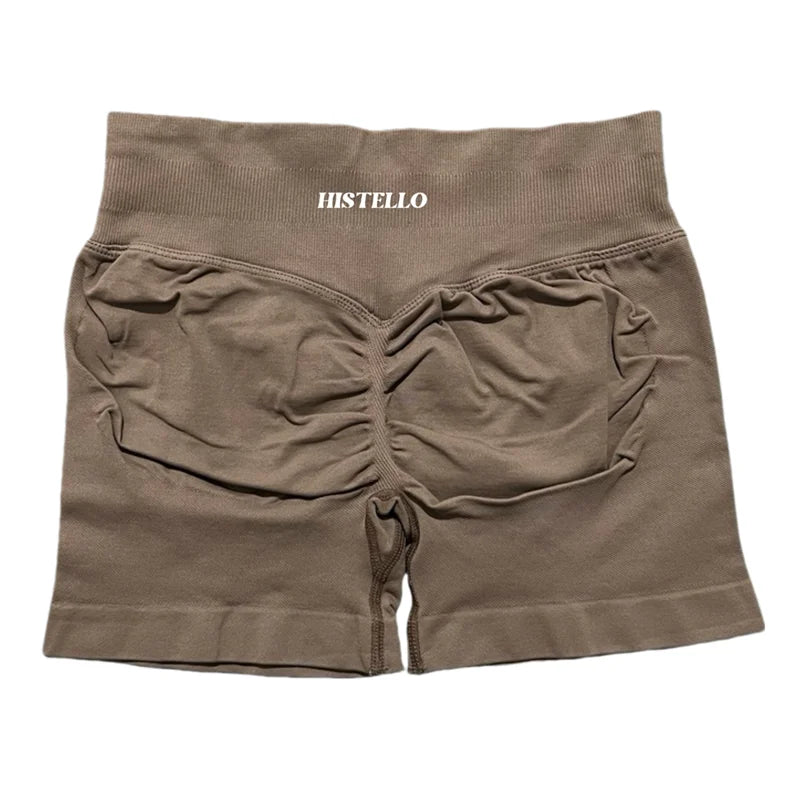 HISTELLO Sports Shorts Low Waist Seamless Scrunch Stretch Women Breathable Elastic Fitness Running Gym Yoga Workout Leggings