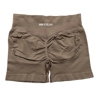 HISTELLO Sports Shorts Low Waist Seamless Scrunch Stretch Women Breathable Elastic Fitness Running Gym Yoga Workout Leggings
