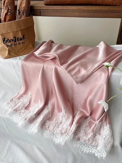 Beiyingni French Elegant Satin Mermaid Skirt Women Spring Summer Lace Patchwork Pack Hip Long A-line Skirts Office Ladies Faldas
