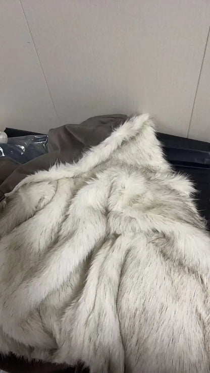 Winter American Retro Fur Coat Women Padded Hooded Cotton-Padded Jacket Plush Casual Street Gothic Harajuku Oversize Coat