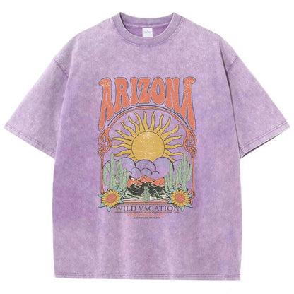 Fashion Women Cotton Washed T-Shirt Beautiful Arizona Wildlife Vacation Invites You Print Tops Casual Loose Tees Vintage Clothes