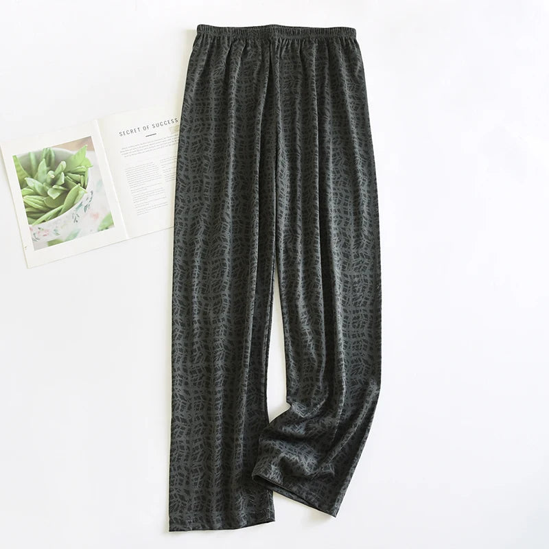 Extra Large Size Stylish Pajama Pants for Men, Spring and Autumn, Plus Size, Oversized, Casual Long Pants, Thin Style, Home Wear Pants