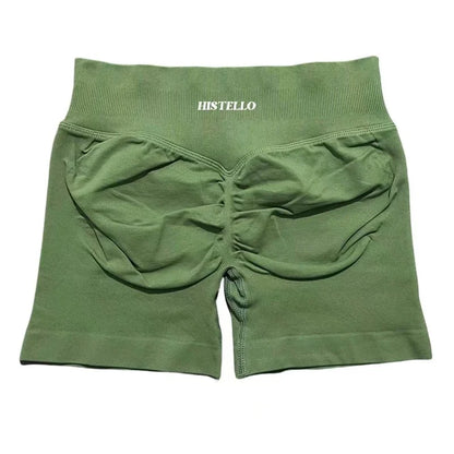 HISTELLO Sports Shorts Low Waist Seamless Scrunch Stretch Women Breathable Elastic Fitness Running Gym Yoga Workout Leggings