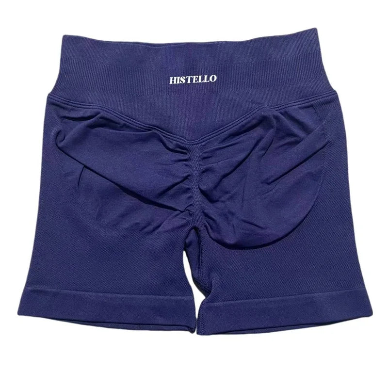 HISTELLO Sports Shorts Low Waist Seamless Scrunch Stretch Women Breathable Elastic Fitness Running Gym Yoga Workout Leggings