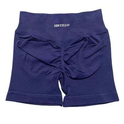 HISTELLO Sports Shorts Low Waist Seamless Scrunch Stretch Women Breathable Elastic Fitness Running Gym Yoga Workout Leggings