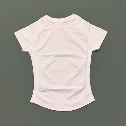 HISTELLO Sports Short Sleeve Top Women Gym Yoga Top Workout Clothes Sports T Shirt Fitness Activewear Running Tight Tops
