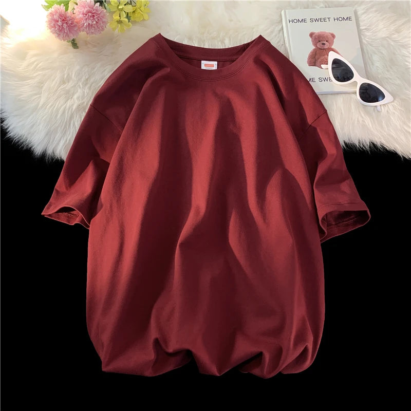 LEGIBLE Summer short sleeve T-Shirt  Women Tee Shirt  Loose Solid Basic T Shirt Women Casual O-neck Hipster Tshirt Top