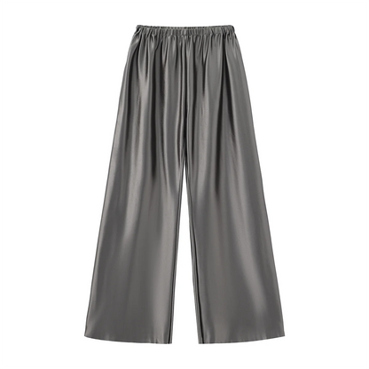Satin Wide Leg Pants Long Floor Casual Pants Women's Summer