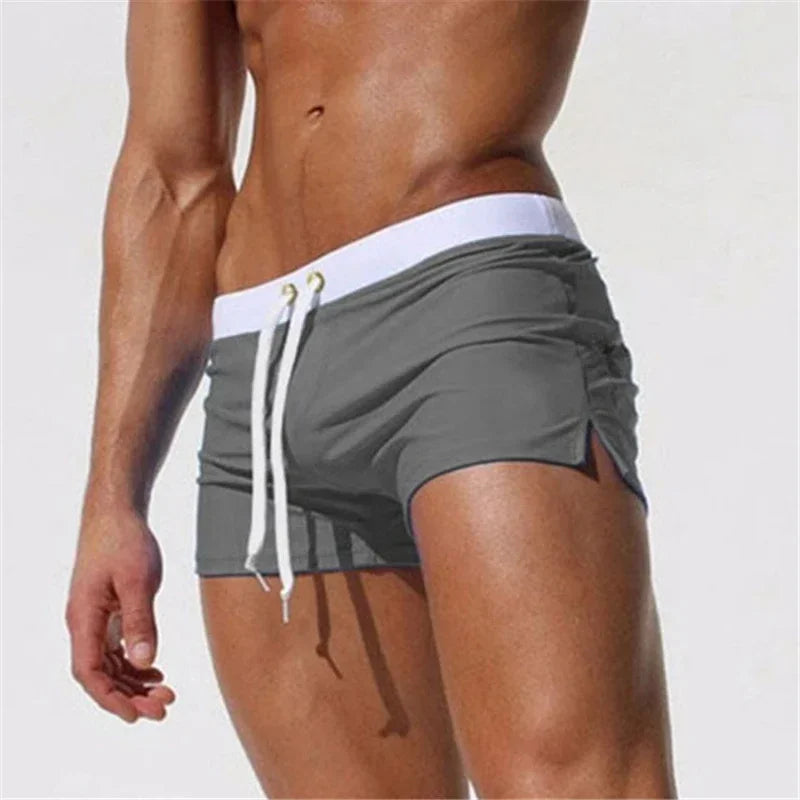 Men's Swimsuit 10 Color Back Pocket Design Quick-drying Beach Men's Boxer Shorts Summer Swimming Trunks