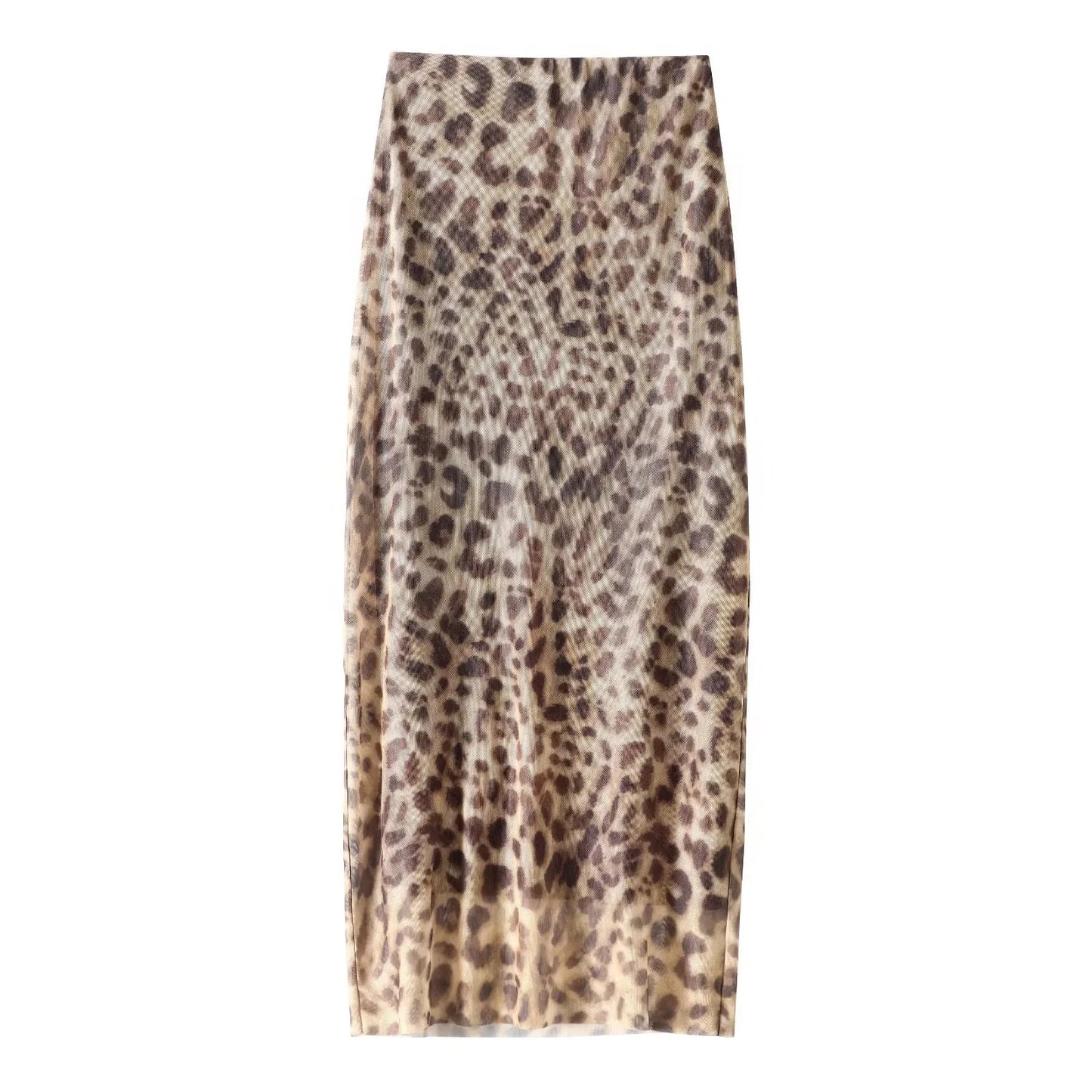 HXAO Leopard Print Tulle Skirt Woman Vintage High Waist Long Skirts For Women Summer Mesh Midi Skirt Elegant Women's Skirts