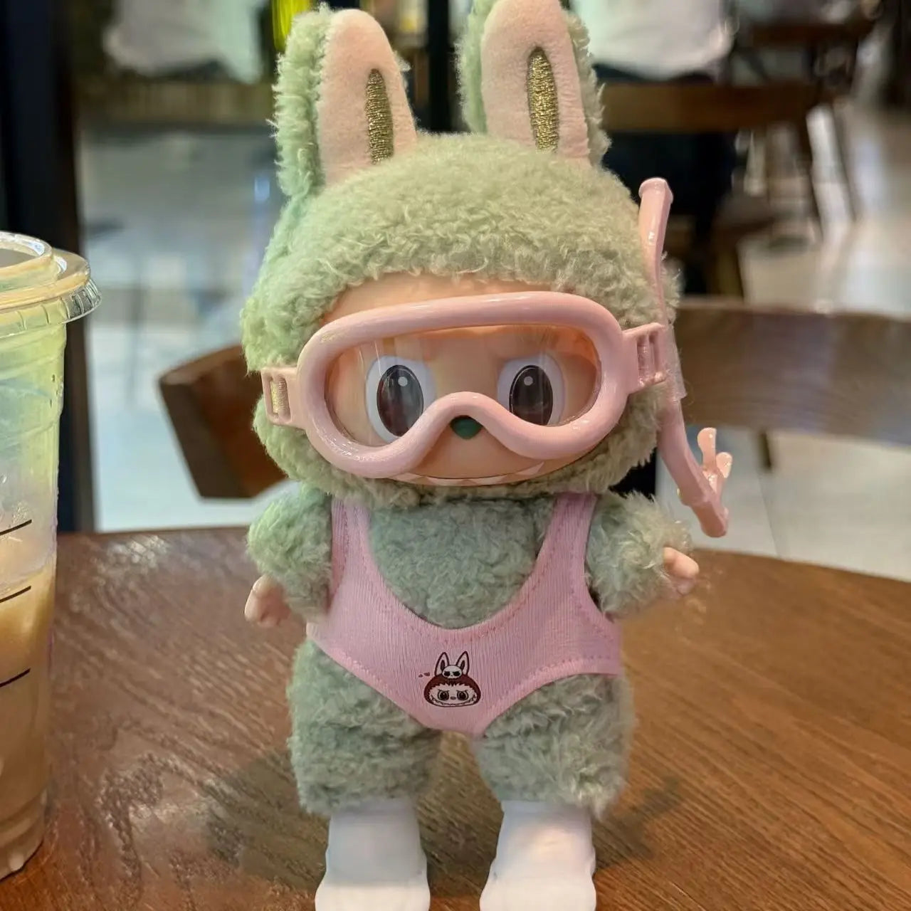 Doll'S Clothes Outfit Accessories For Ropa Labubu 10cm cotton doll BJD Swimsuit glasses beach diving surfboard straw bag
