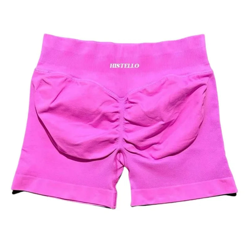 HISTELLO Sports Shorts Low Waist Seamless Scrunch Stretch Women Breathable Elastic Fitness Running Gym Yoga Workout Leggings