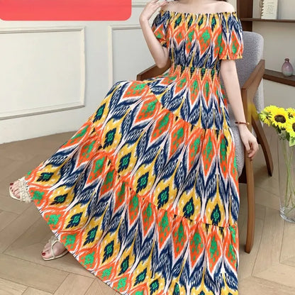 Long Maxi Dress Women Clothing Spring Summer Bohemian Holiday Beach Korean Style Floral Vintage Slim Vestidos Robe Dresses Boho