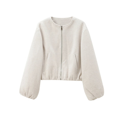 MUJER Red Zipper Bomber Jackets for Women Soft Cropped Jackets Woman 2025 Long Sleeve Woman's Sports Jacket New in Outerwears