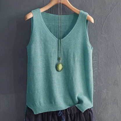 Fashion Woman Blouses 2024 V-neck Knitted Blouse Shirt Women Clothes Sleeveless Summer Blouse Women Womens Tops And Blouses C860