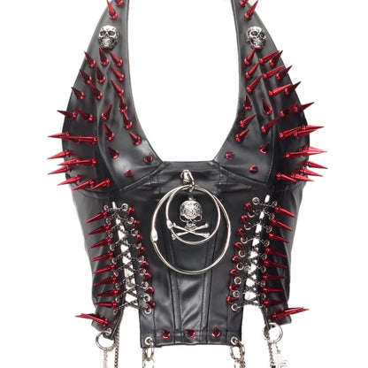 Goth Top Y2K Clothes Women's Tanks Emo Clothing Gothic Boho Tops with Spikes Punk Rock Teens Festival Spiked Bra Grunge T shirt