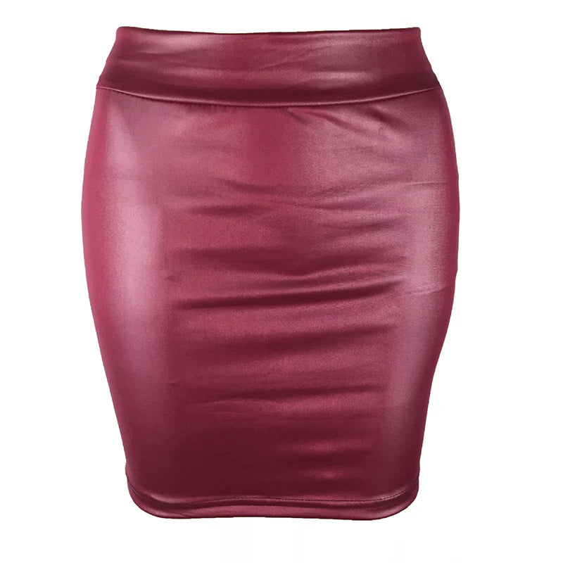 Matte Leather Slim Mini Skirt High Waist Sexy Fashion Imitation PU Leather Skirt Short Korean Nightclub Streetwear for Women