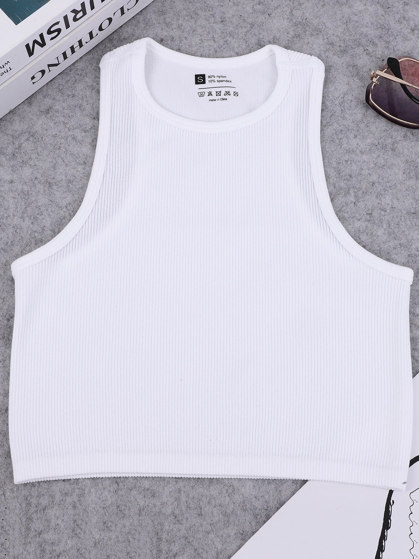 Seamless knitted high-elastic belly-baring yoga vest sleeveless casual sexy ribbed vest nylon quick-drying running fitness sport