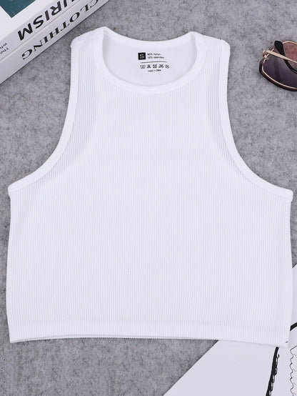 Seamless knitted high-elastic belly-baring yoga vest sleeveless casual sexy ribbed vest nylon quick-drying running fitness sport