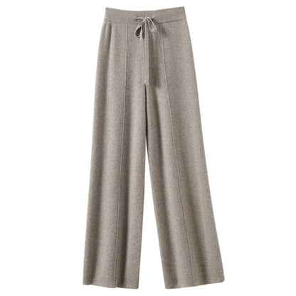 Women's High waisted warm knit wide leg straight leg pants for women, solid color loose wide leg pants